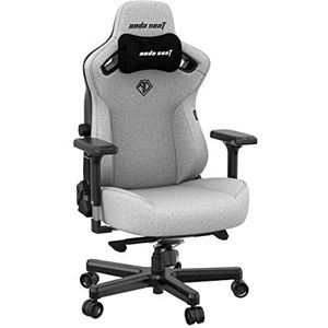 Anda Seat Kaiser 3 Gaming Chair Grey - Premium Ergonomische Bureaustoel - Racing Computer Bureaustoel met magnetisch traagschuim nekkussen en lendensteun - Stoffen Gaming Stoel voor Volwassenen
