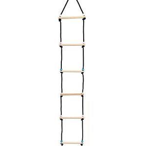 Hess houten speelgoed 20010 gebreide ladder van hout met 6 sporten, Nature Serie, handgemaakt, voor kinderen vanaf 3 jaar, ca. 28 x 233 x 3 cm, voor onbeperkt klimplezier in huis en tuin, meerkleurig