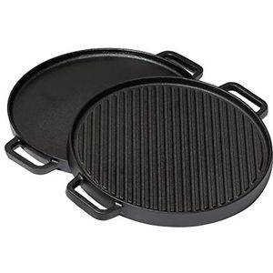 Blackwell Grillplaat BBQ Gietijzer Zwart ø 30 cm - Zonder anti-aanbaklaag - 2-Zijdig, Large