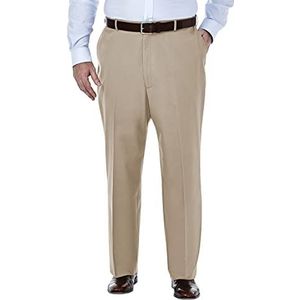 Haggar mens Big-tall Premium No Iron Khaki Classic-fit Expandable-waist Flat-front Casual Pants, Sand/Khaki, 56W x 30L US