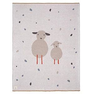 LÄSSIG Baby kruipdeken, gebreide deken, speeldeken, knuffeldeken, knuffeldeken GOTS gecertificeerd zacht/babydeken 75 x 100 cm Sheep