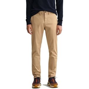 GANT Herenbroek slim keperstof chinos klassieke broek, dark kaki, standaard, khaki (dark khaki), 30W x 32L