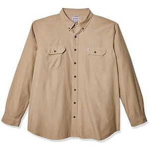 Carhartt Heren Original Fit shirt met lange mouwen button-down werkhemd, Dark Tan Chambray, XL