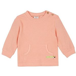 loud + proud Unisex sweatshirt met wafelstructuur voor kinderen, GOTS-gecertificeerd T-shirt, perzik, 110-116