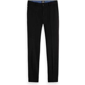 Scotch & Soda Mott Slim Fit Jersey Chino Pants voor heren, Black Melange 0686, 32W / 30L