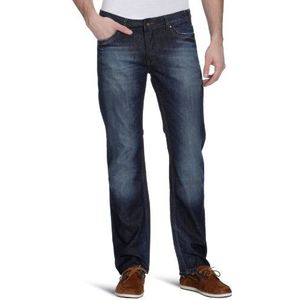 Cross Jeans Heren Jeans Regular Fit/Brad, blauw (pirate Dark Blue Used), 33W x 34L