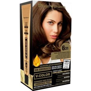 Thader TH Pharma Kleurstofset zonder ammoniak voor een aangename geur met vloeibaar goud, kleur 6.31, donkerblond goud, asend