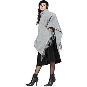 VERO MODA Vmkleo Rep Noos Poncho, voor dames, medium grijs melange, eenheidsmaat EU, Medium grijs (grey melange), One Size