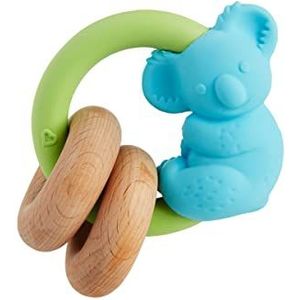 Munchkin Wildlove Koala tandjes speelgoed, gemakkelijk vast te houden bijtring met houten ringen, siliconen bijtring, effectief kinderziektes speelgoed voor baby, 3+ maanden