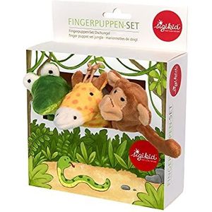 SIGIKID 42493 vingerpoppenset jungle My Little Theatre meisjes en jongens babyspeelgoed aanbevolen vanaf 6 maanden bruin/groen/oranje