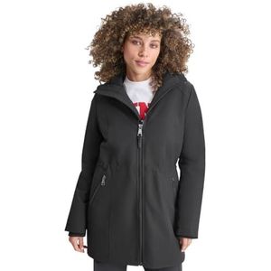 DKNY Women's Wm Hooded Meshba Softshell, Black, X-Large Jacket, XL, zwart, XL
