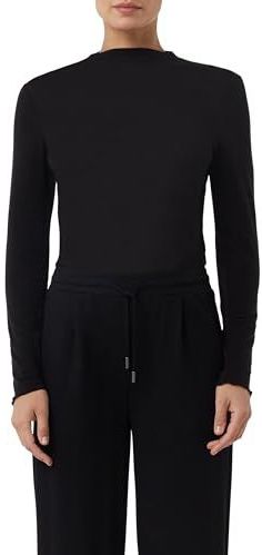 comma casual identity - Shirt - Zwart - Lange Mouwen - Slim Fit - Semi-transparante Look