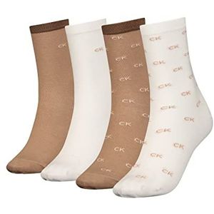 Calvin Klein Dames Classic Casual Sock (4 stuks), Camel Combo, One Size