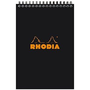 Rhodia 165019C Notitieblok, met dubbele spiraal, DIN A5, gelinieerd, 80 g, 14,8 x 21 cm, 80 vellen, 1 stuk, zwart