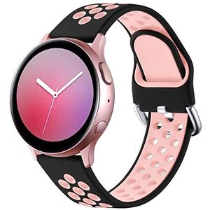 Vobafe Bandje Compatibel met Samsung Galaxy Watch 5/5 Pro/4/4 Classic/Active/Active 2 40mm/44mm, Siliconen Sport Bandje Vervangende Band voor Galaxy Watch 3 41mm/Gear S2 Classic/Sport, S Zwart/Roze
