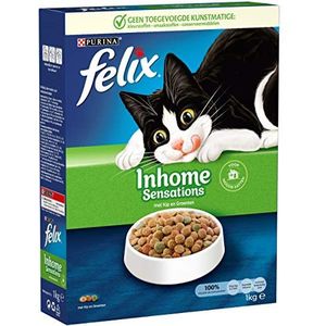 Felix Inhome Sensations Kattenvoer, Kattenbrokken voor binnenkatten, met Kip & Groenten, 1kg - Doos van 5 (5kg)