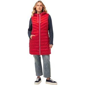 Ulla Popken Gewatteerd vest met capuchon voor dames, lichtrood, 58/60