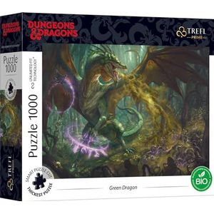 Trefl Prime - Puzzle UFT Dungeons & Dragons: Green Dragon - 1000 Stukjes - Dikste Karton, BIO, Groene Draak, Fantasie, Creatief Vermaak voor Volwassenen en Kinderen vanaf 12 Jaar