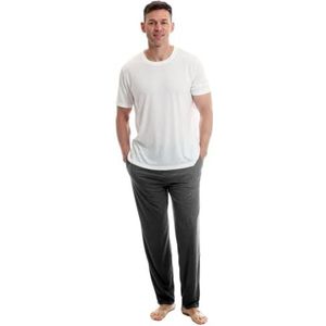 Light & Shade LSSET032L PJ T-shirt en broek voor heren, pyjamaset, met ronde hals, wit, L, Wit, L