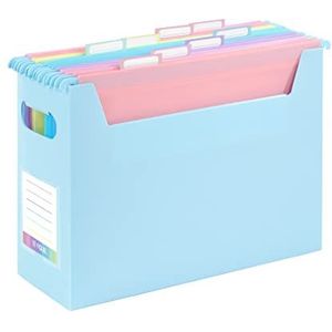 Viquel - Ordnerbox Easycase gevuld met 8 hangmappen A4 Rainbow Pastel - pastelblauw