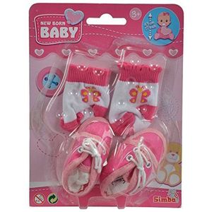 Simba 105560844 - New Born Baby Schoenen en sokken, babypop kleding, 4 versies, geschikt voor 30 tot 43 cm babypop, vanaf 3 jaar