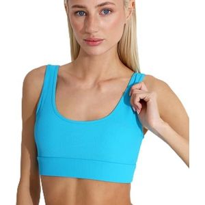 Carlheim Women's active wear Sports Bra Ribbed Classic Helle, Pacific Blue, X-Small