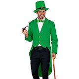 Widmann 48204 48204-St. Patricks Day Parade-Frack, groen, Ierse feestdag, kobold, circusdirector, kostuum, carnaval, themafeest, heren, meerkleurig, XL