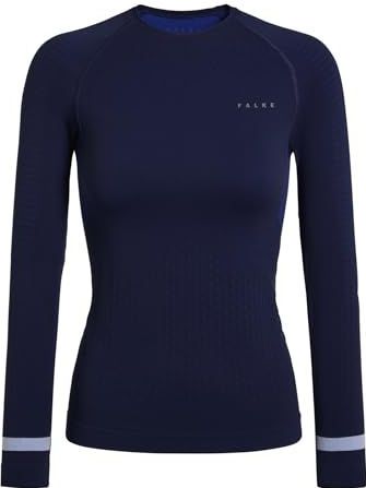 FALKE Dames Top van onderlaag Warm Round Neck W L/s Sh functioneel materiaal sneldrogend 1 stuk, Blauw Space Blue 6116 Trend, XS