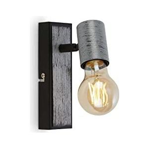 BRILONER - Wandlamp vintage, zwenkbare wandspot, wandlamp, 1x E27 fitting, Zilver-Gemaakt, 165x50x110 mm