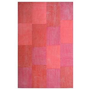 One Couture Katoen handgemaakt plat tapijt vintage patchwork design multi-rode woonkamertapijt eetkamertapijt tapijtloper gangloper, afmetingen: 160cm x 230cm