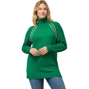Ulla Popken, Dames, grote maten, trui met contrasterende naden, smaragdgroen, 54/56 NL