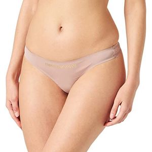 Emporio Armani Dames Second Skin Microvezel & Lace Thong, Fawn, L