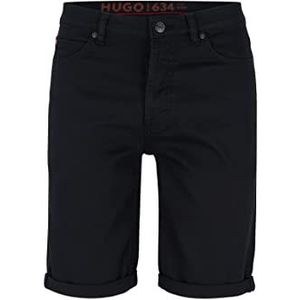 HUGO Heren 634/S Zwarte Tapered-Fit Shorts van comfortabele stretch denim met Stay-Black Finish, zwart 1, 28