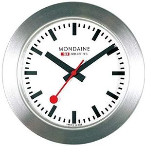 Mondaine - Magneet A660.30318.81SBB Tafelklok 50mm - Officiële Zwitserse Spoorwegen Magnetische Klok Aluminium Behuizing Rode Tweedehands, Zilver, 4 x 5 x 5 cm, Klassiek