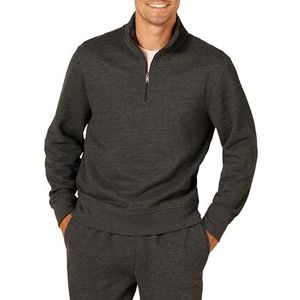 Amazon Essentials Men's Fleecesweatshirt met lange mouwen en kwartrits, Houtskoolzwart, XL