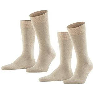FALKE Heren Sokken Happy 2-Pack M SO Katoen eenkleurig Multipack 2 Paar, Beige (Sand Melange 4650), 43-46