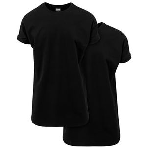 Urban Classics Heren Long Shaped Turnup Tee 2-Pack T-shirt, Zwart, M