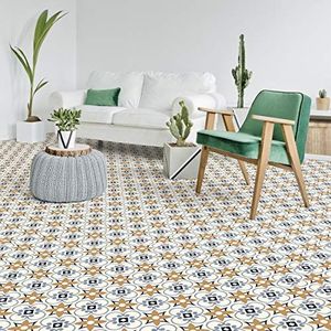 Zelfklevende vloersticker, 60 x 100 cm, antislip, cementtegels, vloer, waterbestendig, vloertegels voor badkamer en keuken, cementtegels voor vloer, Azulejos