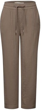Street One Dames Wide Legs mousseline broek in Bruin, in size: 32