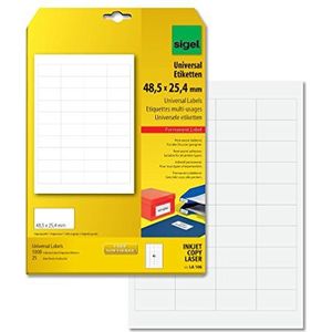 Sigel multifunctionele etiketten voor inkjet/laser/kopieerapparaat, 25 vellen, wit Format étiquette: 4,85 x 2,54 cm