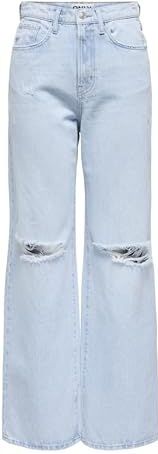ONLY Dames Jeans, Lichtblauw gebleekte denim, 26W / 30L