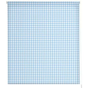 Estoralis Transparant rolgordijn, digitale print, keuken Vichy-2 hemelsblauw, 100 x 175 cm (B x H)