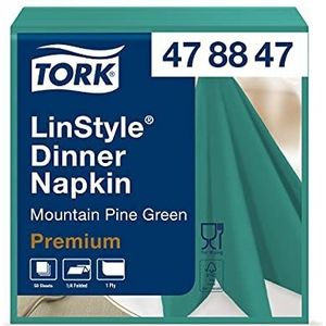 Tork LinStyle® Dinnerservet Donkergroen, 1/4-vouw 1-laags, 39 x 39 cm, 12 x 50 servetten, 478847