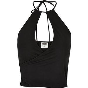 Urban Classics Dames Short Wraped Neckholder Top, Top voor dames, verkrijgbaar in vele verschillende kleuren, maten XS - 5XL, zwart, L