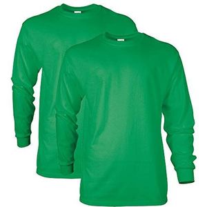 GILDAN unisex - Volwassen Ultra katoenen T-shirt met lange mouwen, Style G2400, 2-pack T-shirt (2 stuks), Iers groen, XL