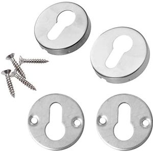Roestvrijstalen afdekkingen voor deurslot, 2 stuks (2 bovenste afdekkingen + 2 onderste afdekkingen, met 4 schroeven), mondstuk, roestvrij staal, sleutels