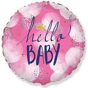 Ballonim® Hello baby roze ca. 48 cm ballonnen folieballon party decoratie geboorte