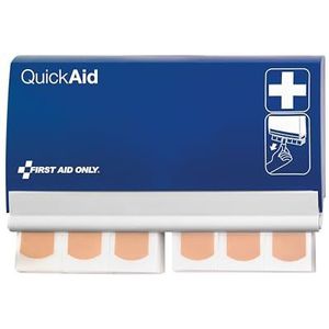 First Aid Only QuickAid P-44001 00 Pleisterdispenser (90 waterdichte pleisters), pleisters in navulbare EHBO-pleisterdoos, pleisterstrips voor verwijdering uit dispenser met wandhouder