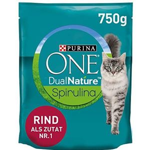 One dual nature voor volwassen katten met Spirulina kattendroog voering zak, 750 g