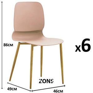 MAZ set met 4 stoelen van metaal met zitting van polypropyleen, roze/violet